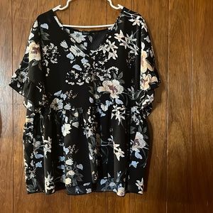 Black floral print shirt